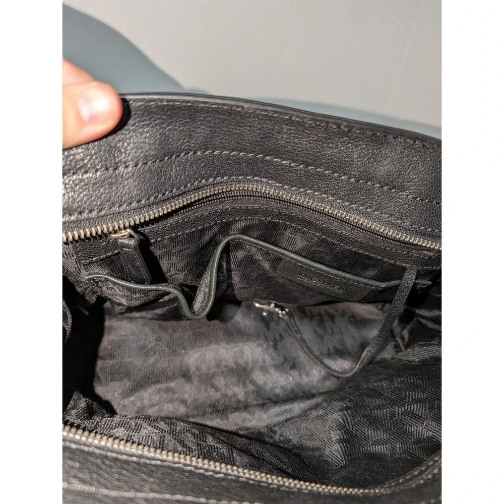 Michael Michael Kors Bedford Designer Black Leather Satchel‎ Crossbody Handbag